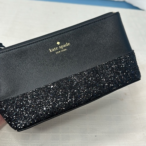 KATE SPADE New York Greta Court Glitter Cosmetic Bag BLACK NEW - Picture 6 of 11